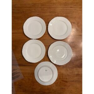Set of 5 Haviland France Ranson White Scalloped 6" Bread Plates